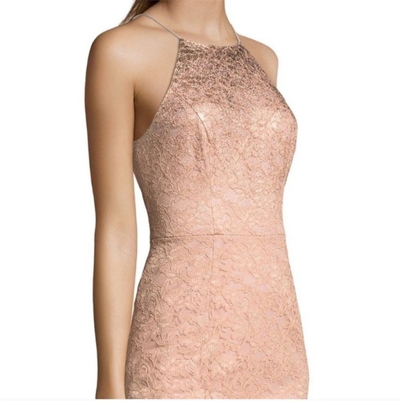 Adrianna Papell Foiled Lace Rose Gold Dress Size 2 - Picture 3 of 8